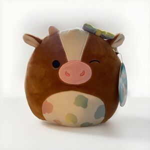 NWT Squishmallows Griella the Brown Cow 7.5" with Bow Soft Plush Kellytoy